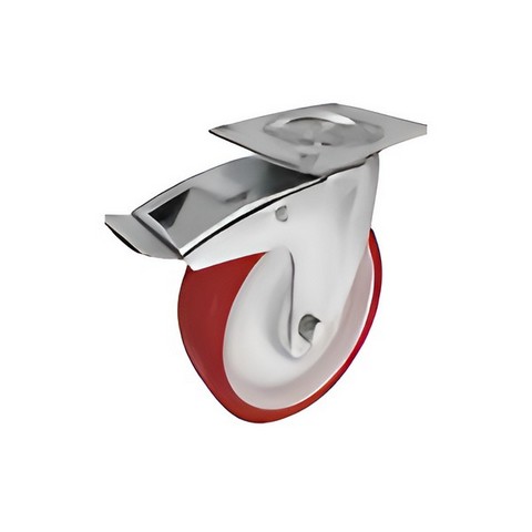 SPpb 55 SS - Полиуретановое колесо 125мм*35мм (нерж.сталь, площ, обод PP,пов.,тормоз,подш скольж.)