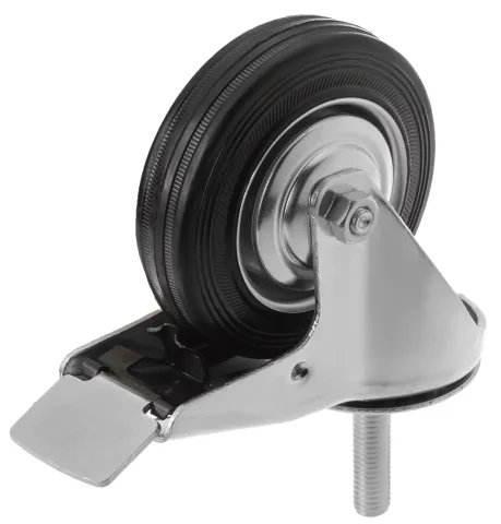 SCtb 42 - Промышленное колесо 100 мм, болт М12 (поворотн., тормоз, черн. рез., роликоподш.)